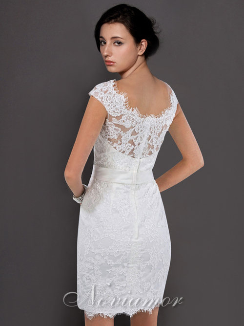 White Short Lace Wedding Dress - Ocodea.com